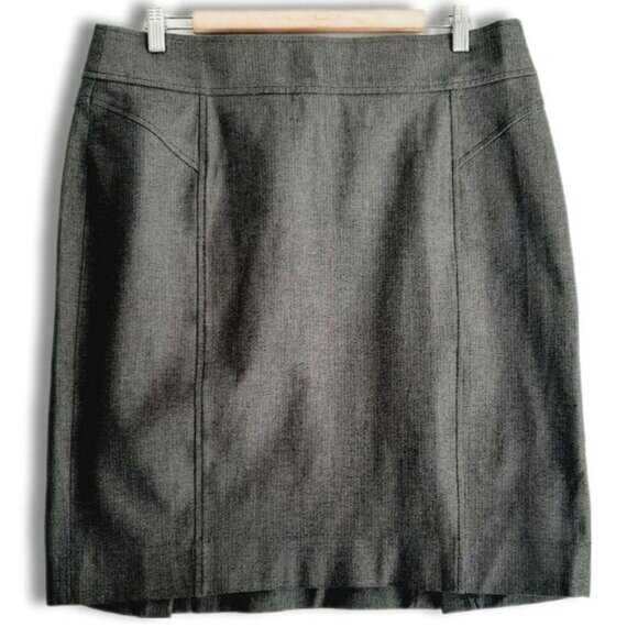 BANANA REPUBLIC Herringbone Stretch Pencil Skirt Gray Sz 14 - Picture 1 of 11